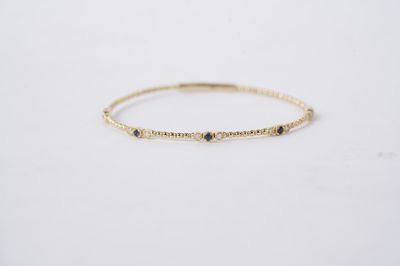 LATX- 14KY 5.11g .45ctw Sapphire &amp; Diamond Flex Bangle Bracelet