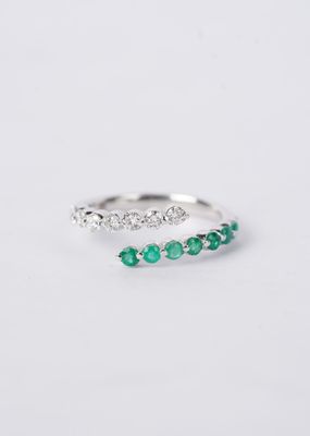 EDTX- 14KW 2.47g .88ctw Emerald &amp; Diamond Crossover Fashion Ring (size 6.5)
