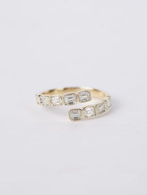 VTPT- 14KY 2.63g .94ctw Emerald Diamond Crossover Fashion Ring (size 7.75)