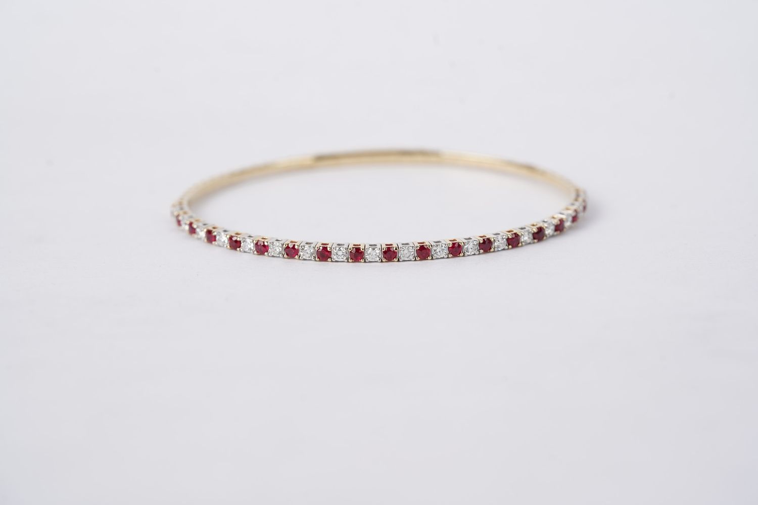 VNTT- 14KWY 6.87g 1.63ctw Ruby &amp; Diamond Flex Bangle Bracelet