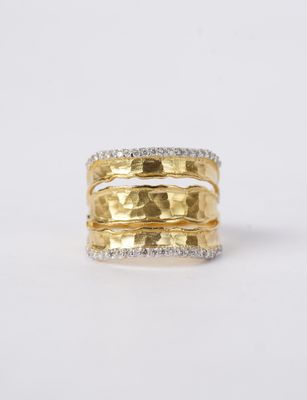 AETX- 14KY 4.16g .20ctw Diamond Hammered Fashion Ring (size 7.5)