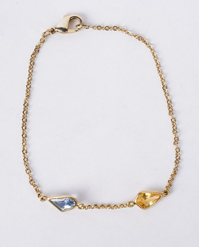 NETX- 14KY 2.24g 2.00ctw Sapphire Bezel Station Bracelet 8"