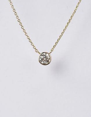 LTTX- 14KY 2.13g .50ct I/SI2 Round Diamond Bezel Necklace 16-18"