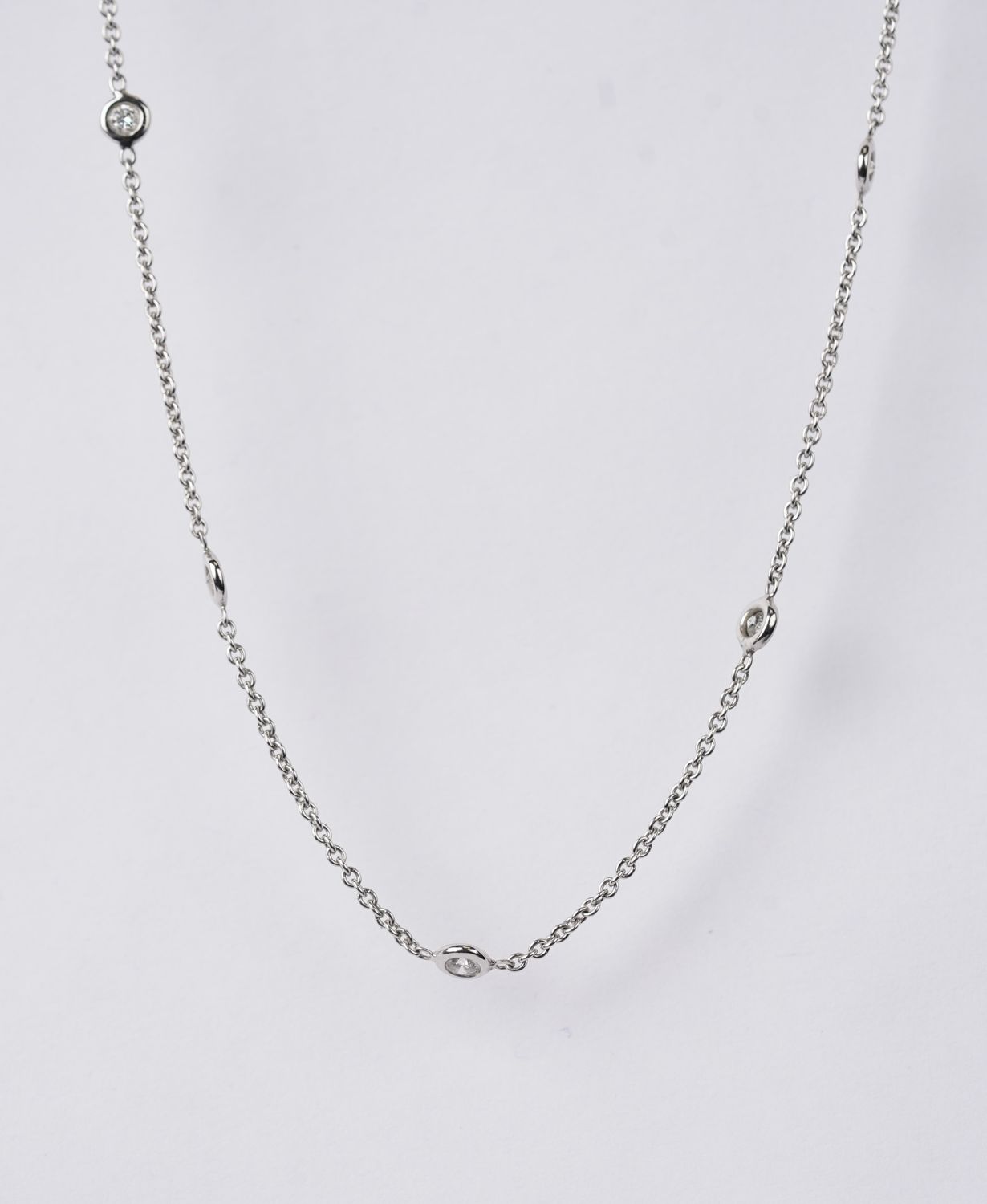 DTTX- 14KW 4.40g .50ctw Round Diamond By The Yard Necklace 18"