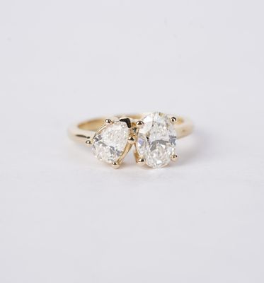 VTPT- 14KY 4.67g 2.23ctw E/VVS2-VS1 Lab Grown Diamond Toi Et Moi Ring (size 7)