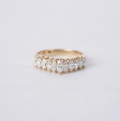 AAEX- 14KY 3.40g 1.00ctw Marquise Diamond Stackable Band (size 6.5) AAEX- 14KY 3.40g 1.00ctw Marquise Diamond Stackable Band (size 6.5)