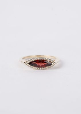RVTX- 14KY 2.00g 1.36ctw (1.24ctr) Garnet &amp; Diamond Halo Fashion Ring (size 6.5)