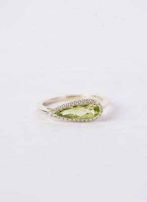 RBTX- 14KY 2.13g 1.19ctw (1.07ctr) Peridot &amp; Diamond Halo Fashion Ring (size 6.5)