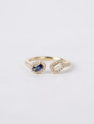 VTPT- 14KY 3.00g .63ctw Sapphire & Diamond Halo Open Fashion Ring (size 6.5) VTPT- 14KY 3.00g .63ctw Sapphire & Diamond Halo Open Fashion Ring (size 6.5)