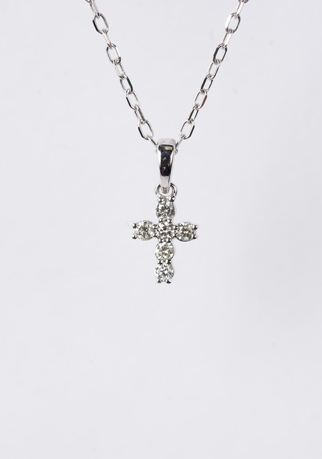 AEE- 14KW 1.30g .09ctw Petite Diamond Cross Necklace 18"