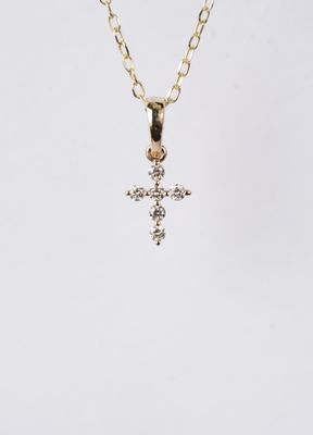 ARE- 14KY 1.32g .09ctw Petite Diamond Cross Necklace 18"
