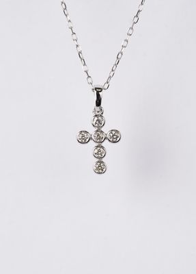 NLEX- 14KW 1.63g .18ctw Diamond Bezel Cross Necklace 18"