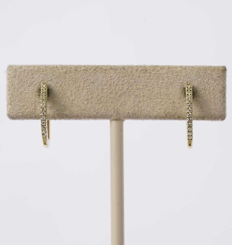 Diamond Huggie Hoop Earrings in 14k Yellow Gold