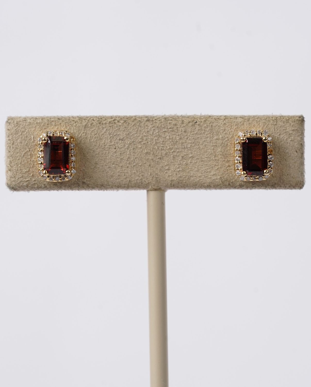 1.44 Carat Garnet with Diamond Halo Earrings