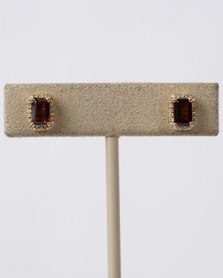 1.44 Carat Garnet with Diamond Halo Earrings