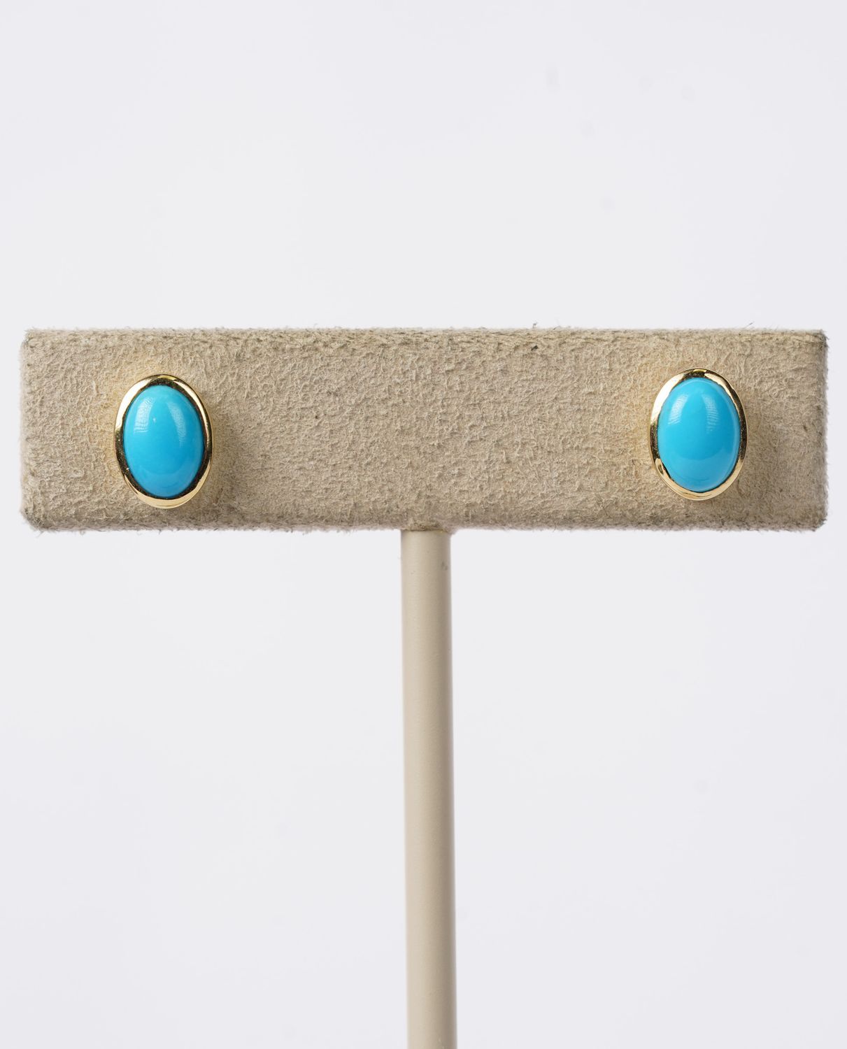 1.45 Carat Turquoise Bezel-Set Stud Earrings in 14k Yellow Gold