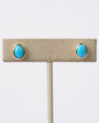 1.45 Carat Turquoise Bezel-Set Stud Earrings in 14k Yellow Gold