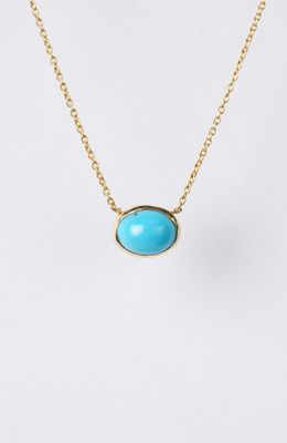 1.35 Carat Turquoise Solitaire Necklace in 14k Yellow Gold | 16-18"