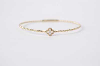 .25 Carat Diamond Clover Flex Bangle Bracelet in 14k Yellow Gold