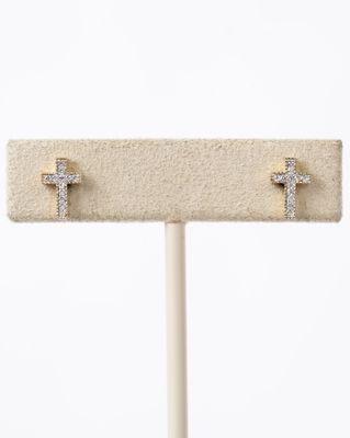 .09 Carat Diamond Cross Stud Earrings in 10k Yellow Gold