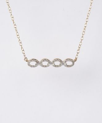 .24 Carat Diamond Open Oval and Baguette Necklace in 14k Yellow Gold | 18"