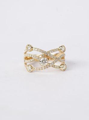 1.16 Carat Diamond Crossover Fashion Ring in 14k Yellow Gold
