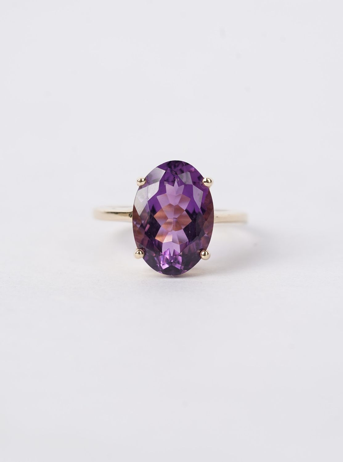6.50 Carat Amethyst Solitaire Ring in 14k Yellow Gold