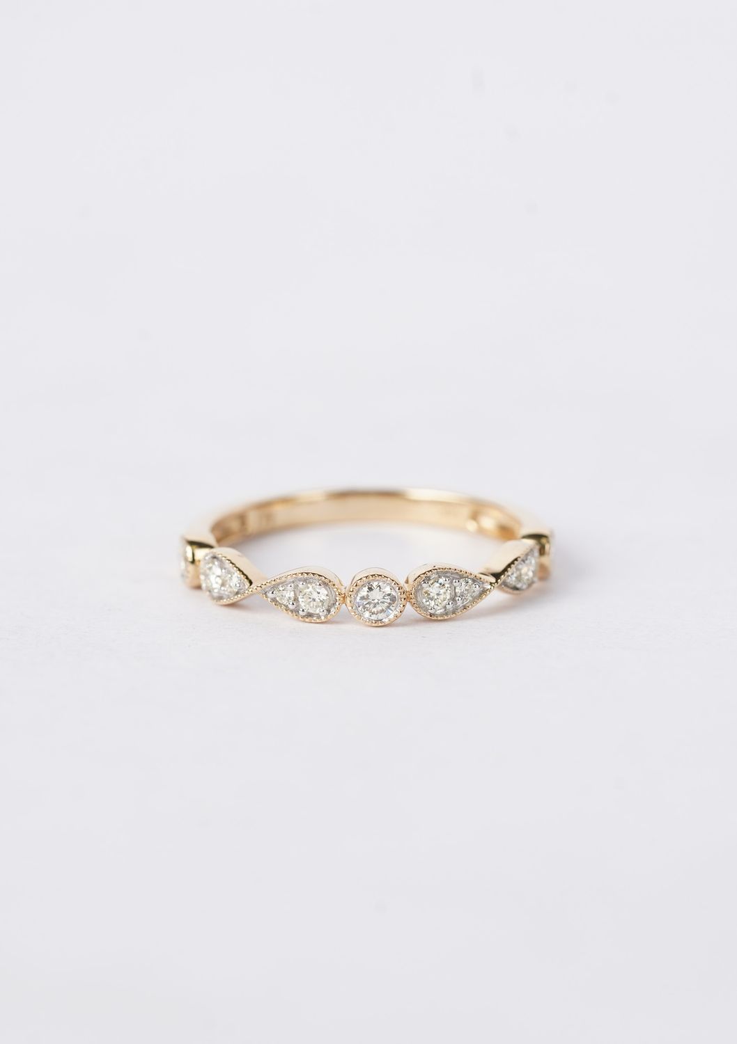 .24 Carat Diamond Milgrain Stackable Band in 14k Yellow Gold