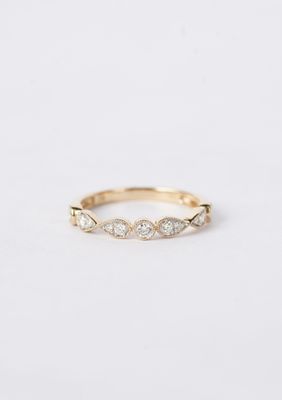 .24 Carat Diamond Milgrain Stackable Band in 14k Yellow Gold .24 Carat Diamond Milgrain Stackable Band in 14k Yellow Gold
