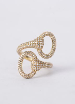2.10 Carat Pave Diamond Horse Bit Fashion Ring in 18k Yellow Gold