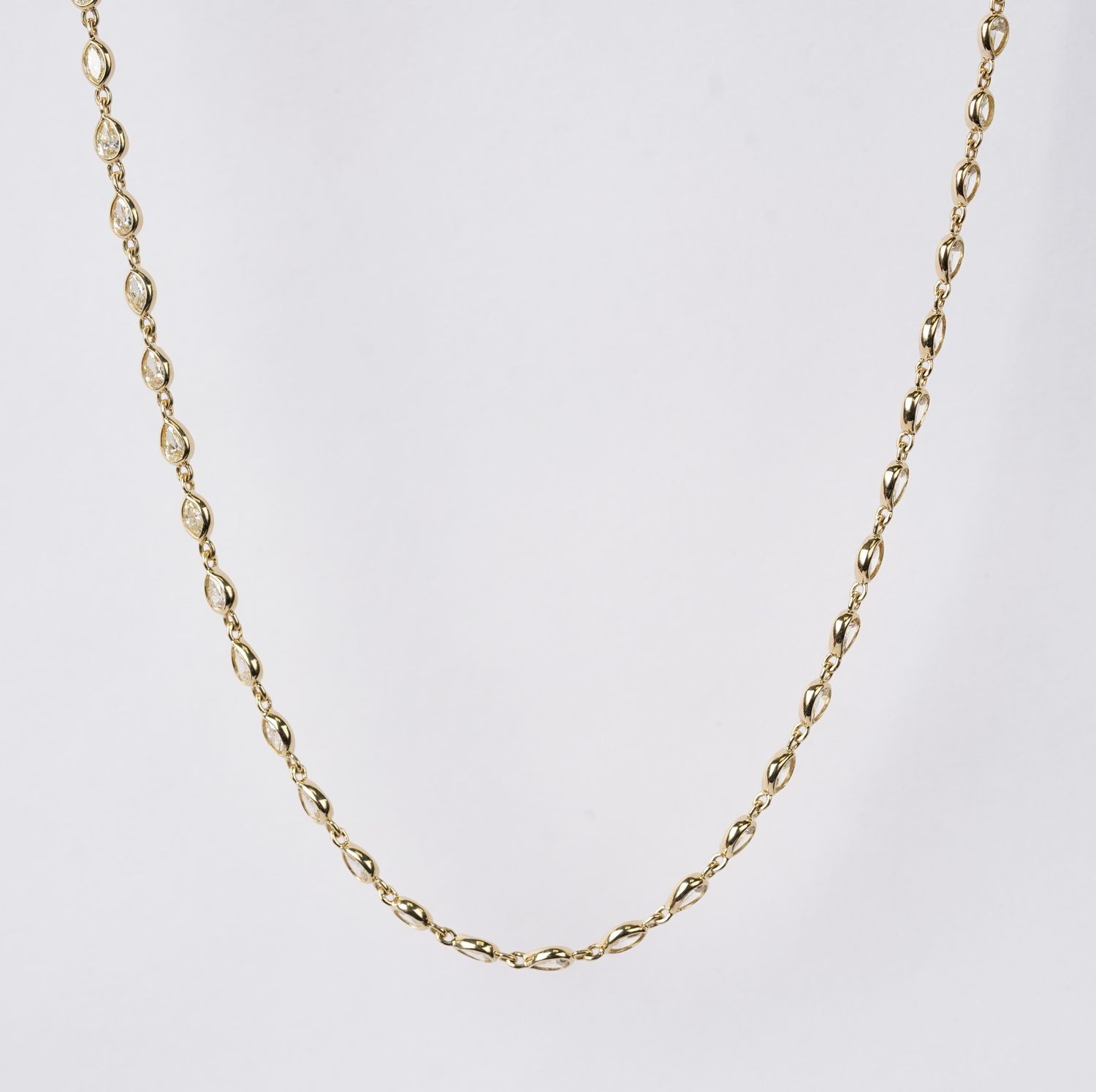 4.50 Carat Pear, Marquise, and Oval Cut Bezel-Set Diamonds Necklace in 18k Yellow Gold | 20"