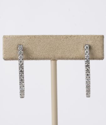 1.51 Carat Diamond Inside Out Fashion Hoop Earrings in 18k White Gold