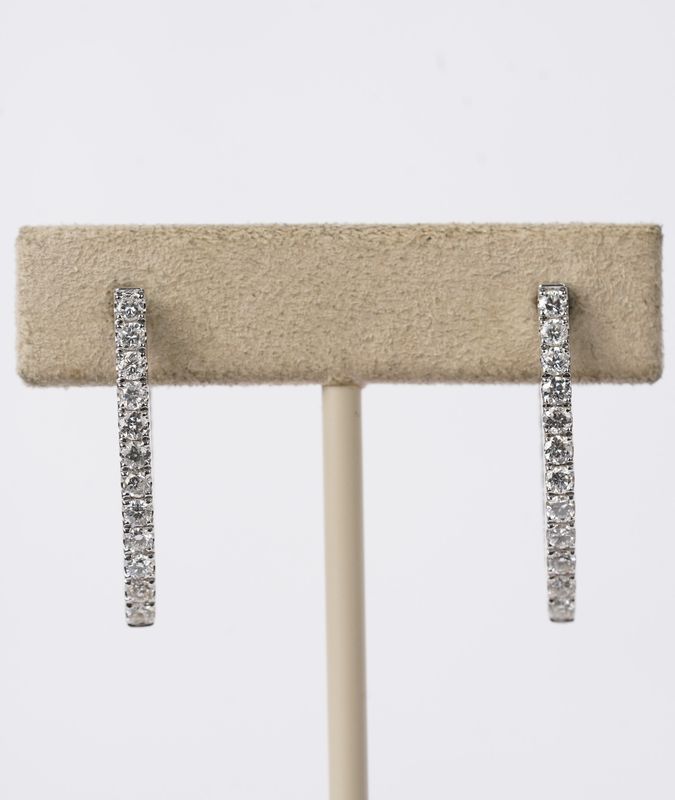 1.51 Carat Diamond Inside Out Fashion Hoop Earrings in 18k White Gold