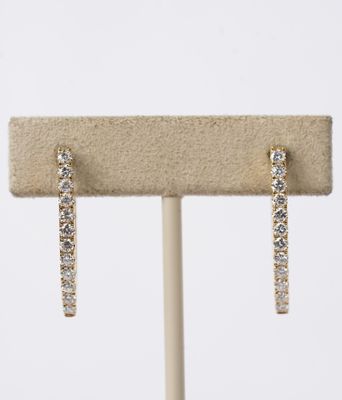 1.51 Carat Diamond Inside Out Hoop Earrings in 18k Yellow Gold