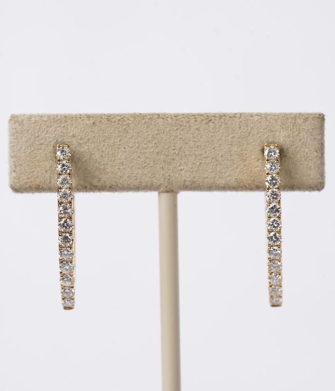 1.51 Carat Diamond Inside Out Hoop Earrings in 18k Yellow Gold