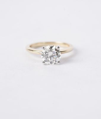 2.08 Carat Round Diamond Solitaire Engagement Ring in 14k White and Yellow Gold 2.08 Carat Round Diamond Solitaire Engagement Ring in 14k White and Yellow Gold