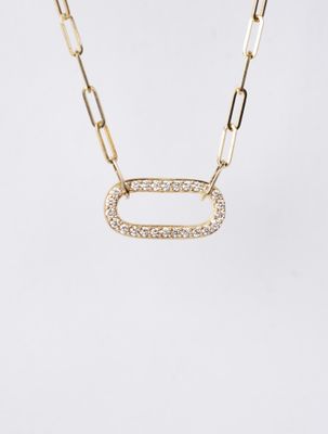 .26 Carat Diamond Open Oval Paperclip Necklace in 14k Yellow Gold | 18"