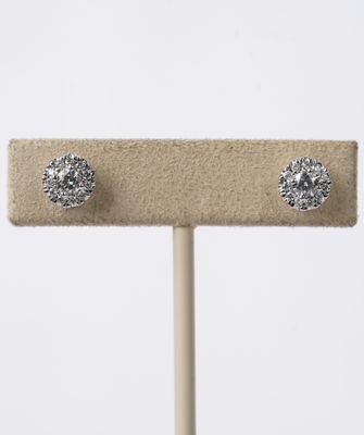 .50 Carat Diamond Studs with Diamond Halo Earrings in 18k White Gold
