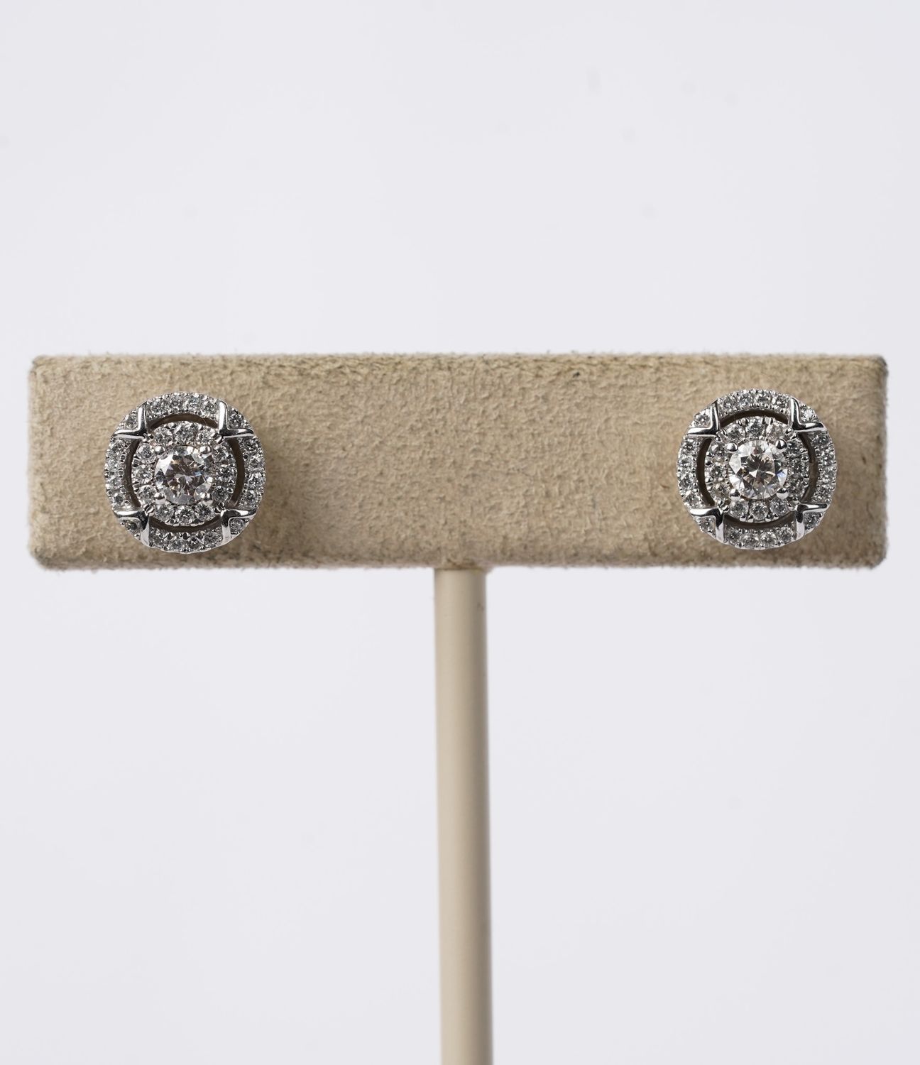 .50 Carat Diamond with Diamond Halo Stud Earrings in 10k White Gold