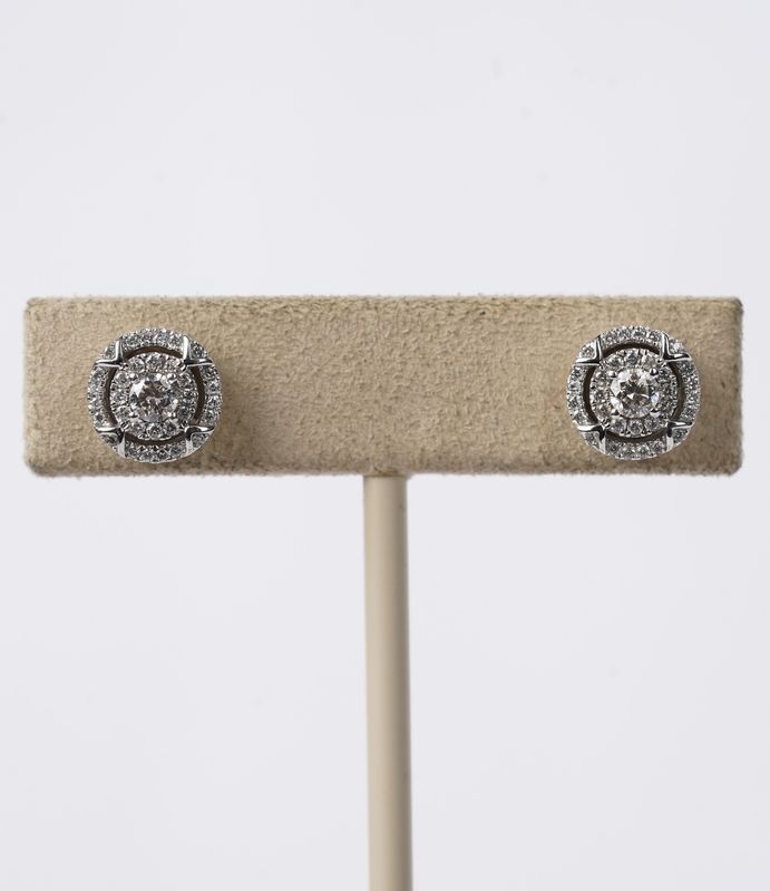 .50 Carat Diamond with Diamond Halo Stud Earrings in 10k White Gold