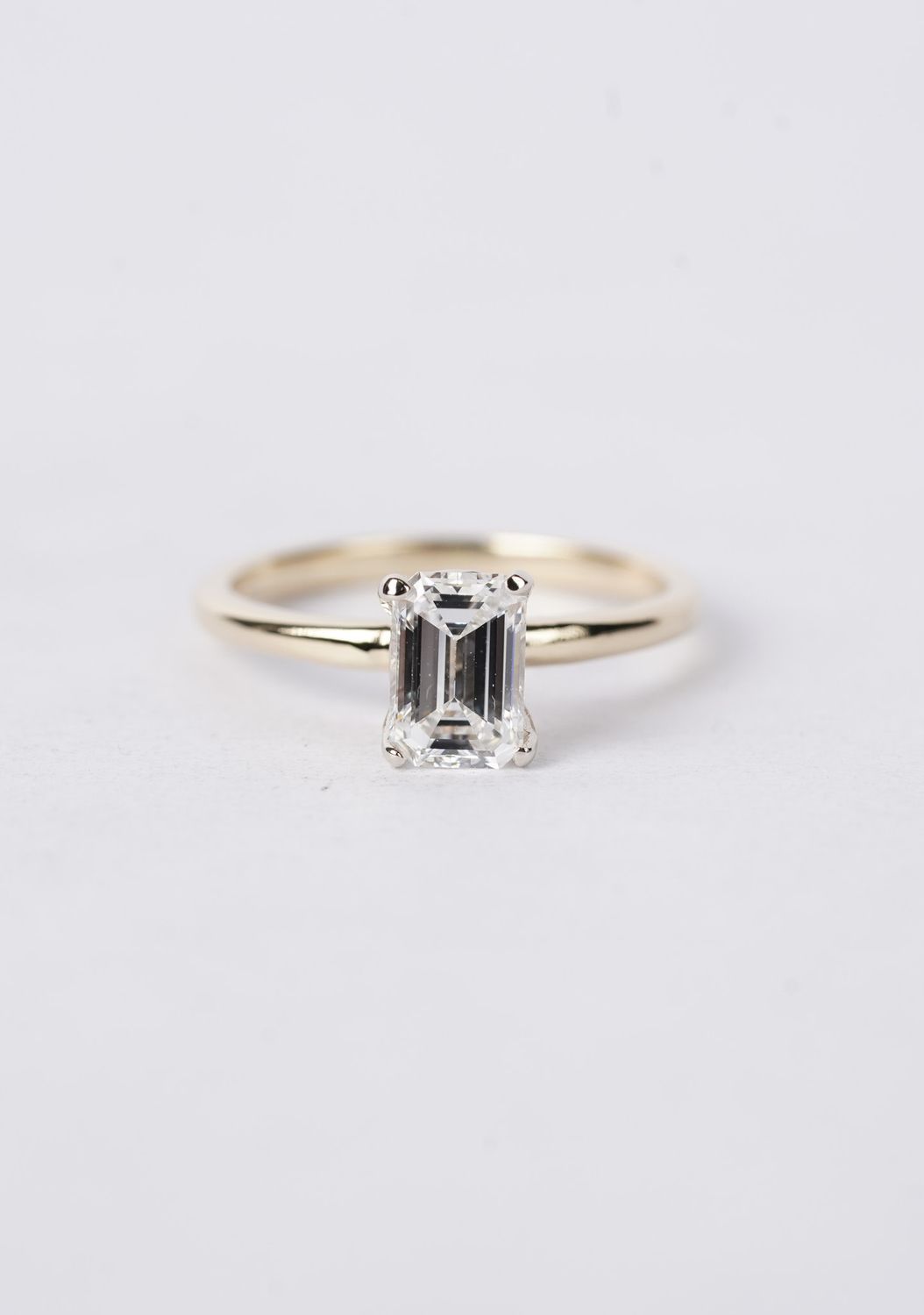 .95 Carat GIA Certified Emerald Cut Diamond Solitaire Engagement Ring in 14k Yellow Gold