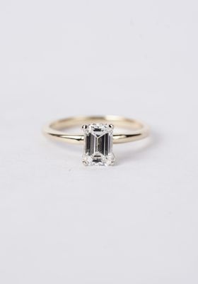 .95 Carat GIA Certified Emerald Cut Diamond Solitaire Engagement Ring in 14k Yellow Gold