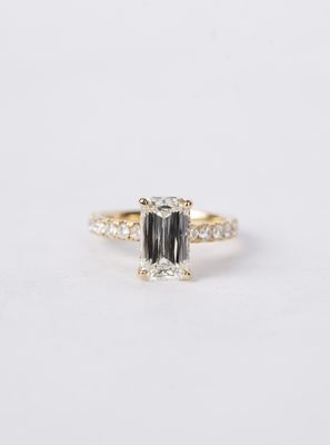 3.13 Carat Criss Cut Diamond with Hidden Halo Engagement Ring in 18k Yellow Gold 3.13 Carat Criss Cut Diamond with Hidden Halo Engagement Ring in 18k Yellow Gold