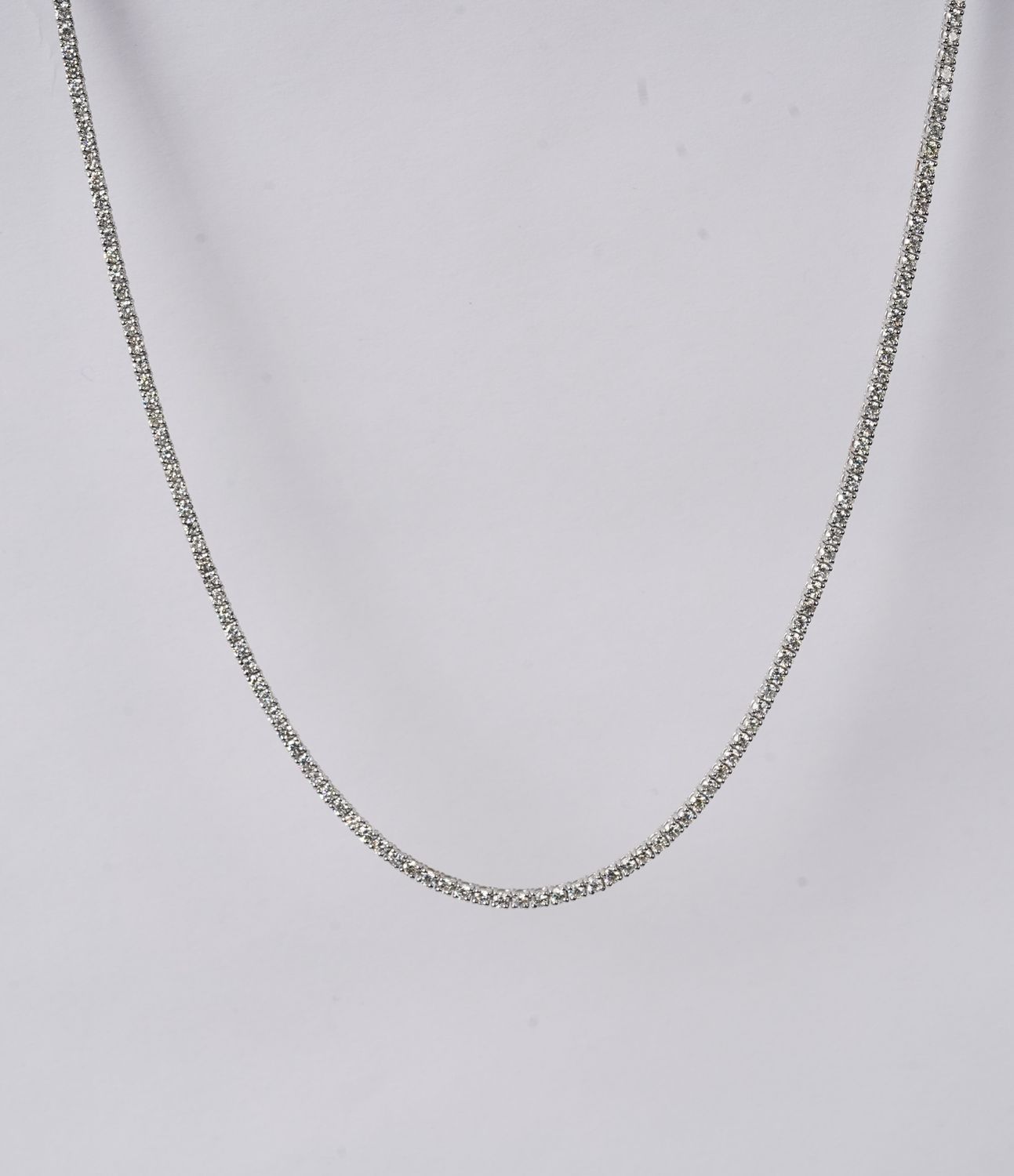 5.79 Carat Diamond Tennis Necklace in 14k White Gold | 17"