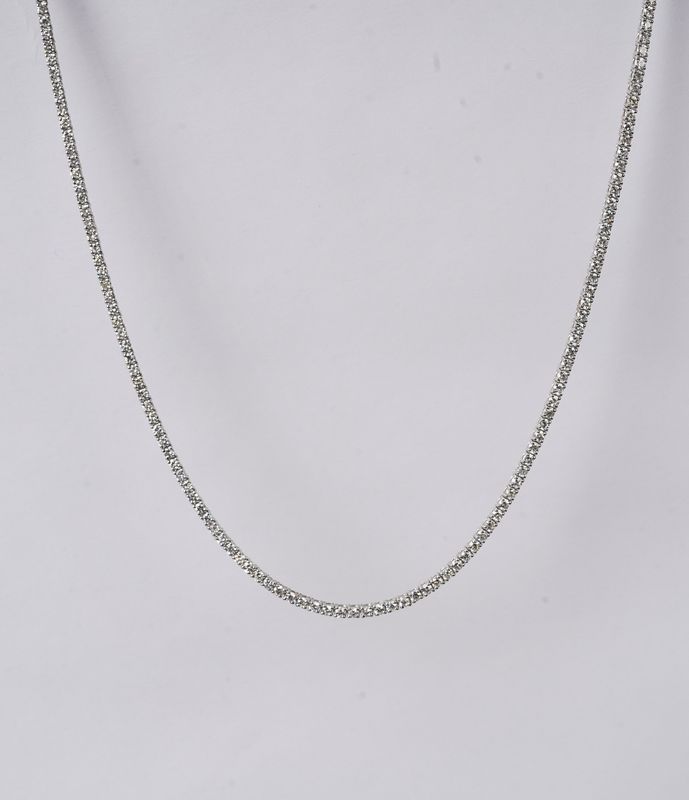 5.79 Carat Diamond Tennis Necklace in 14k White Gold | 17"