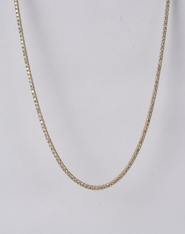 5.66 Carat Diamond Tennis Necklace in 14k Yellow Gold | 16.5"