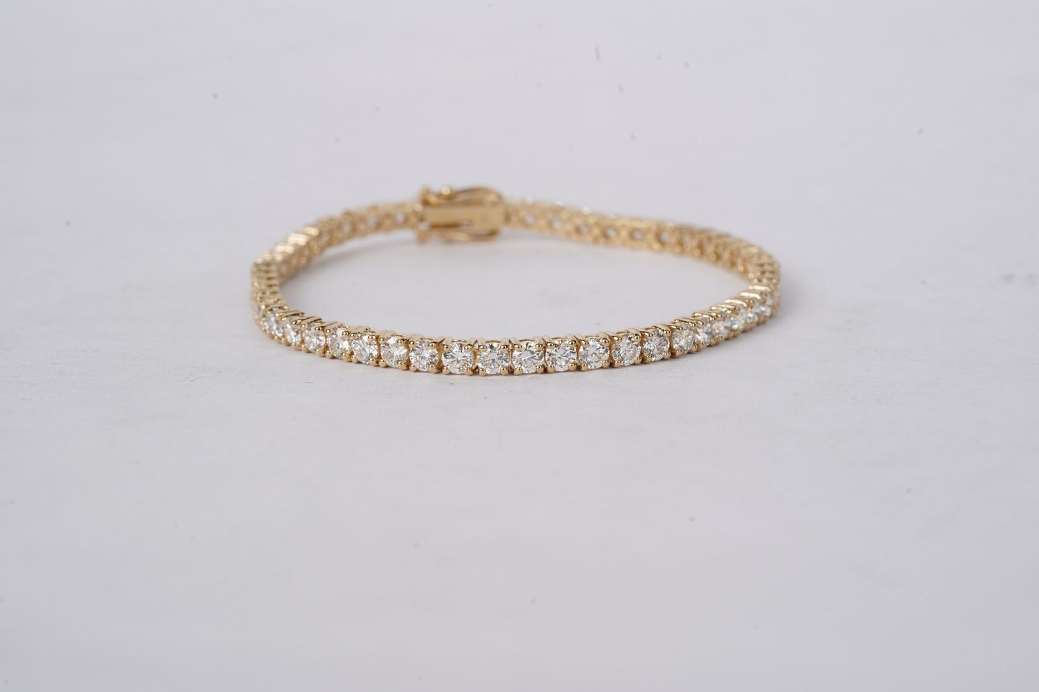 7.45 Carat Round Diamond Tennis Bracelet in 14k Yellow Gold | 7"