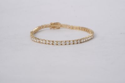 7.45 Carat Round Diamond Tennis Bracelet in 14k Yellow Gold | 7"