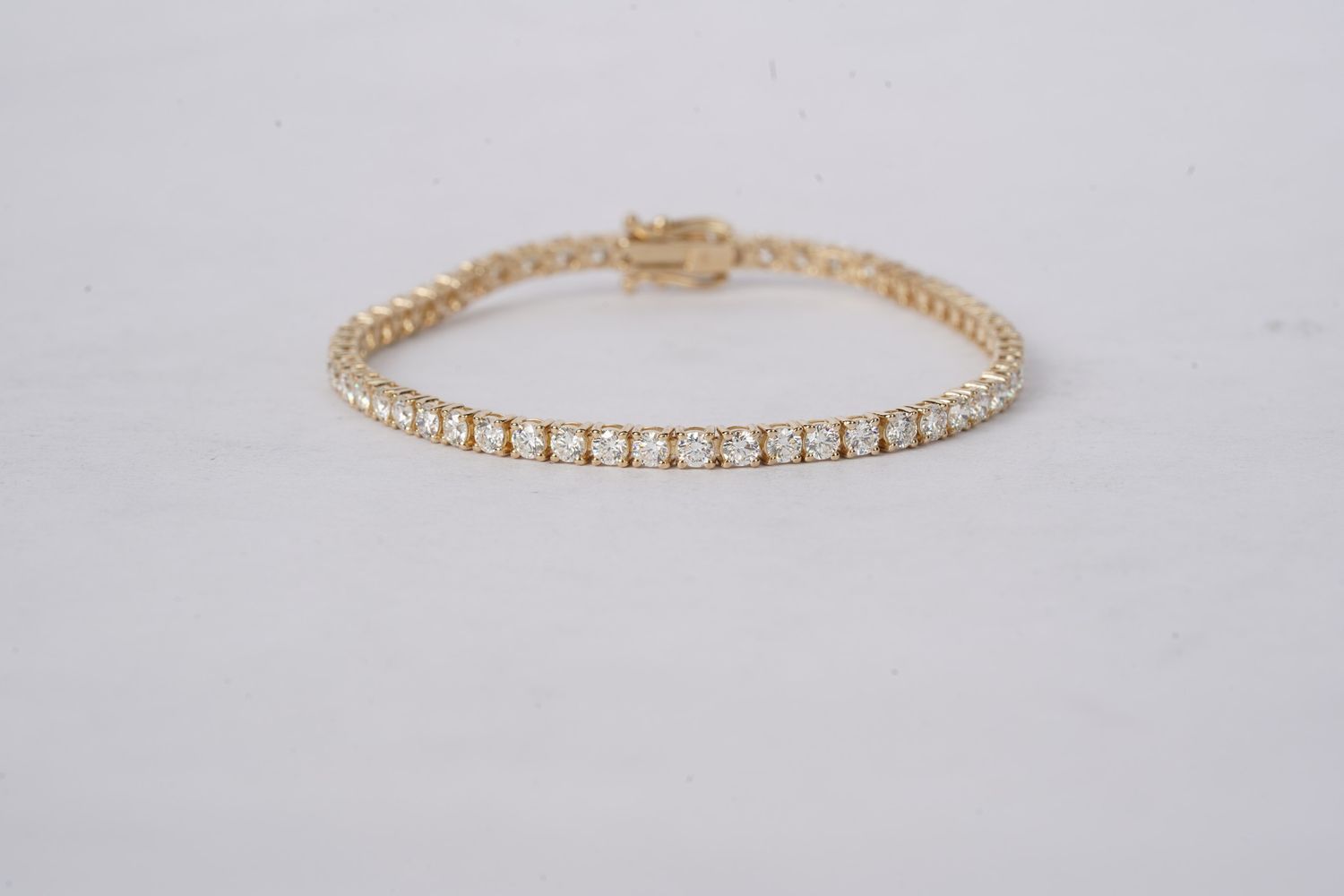 5.00 Carat Round Diamond Tennis Bracelet in 14k Yellow Gold | 7"