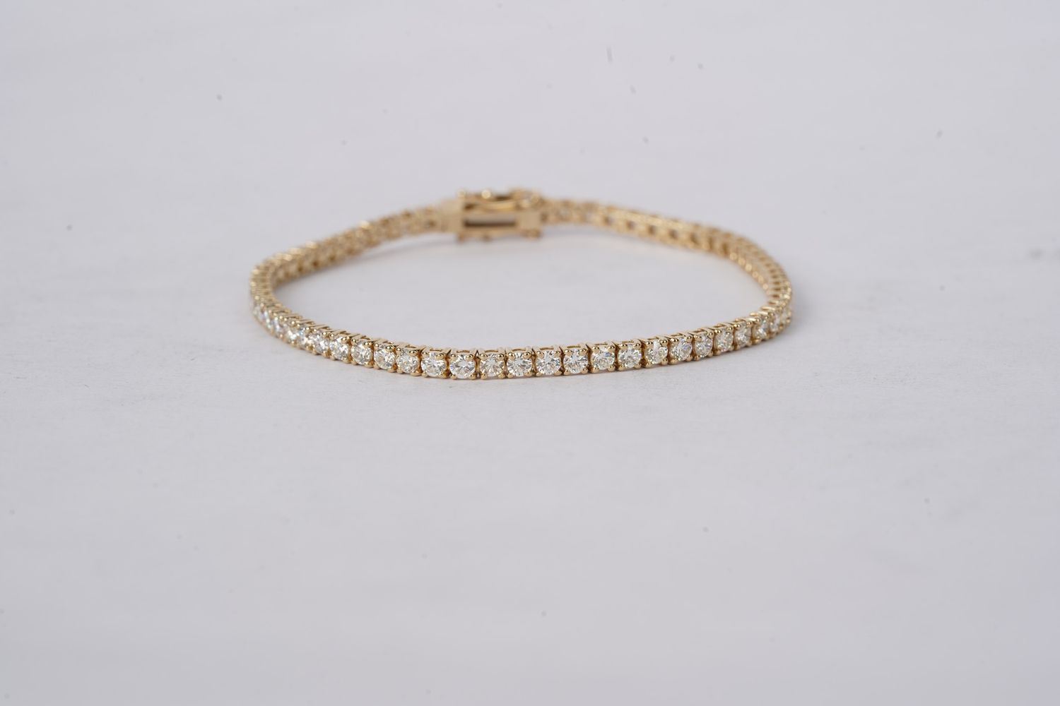 4.18 Carat Round Diamond Tennis Bracelet in 14k Yellow Gold | 7"